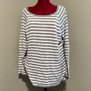 Michael Kors Striped White and Grey Sweater
